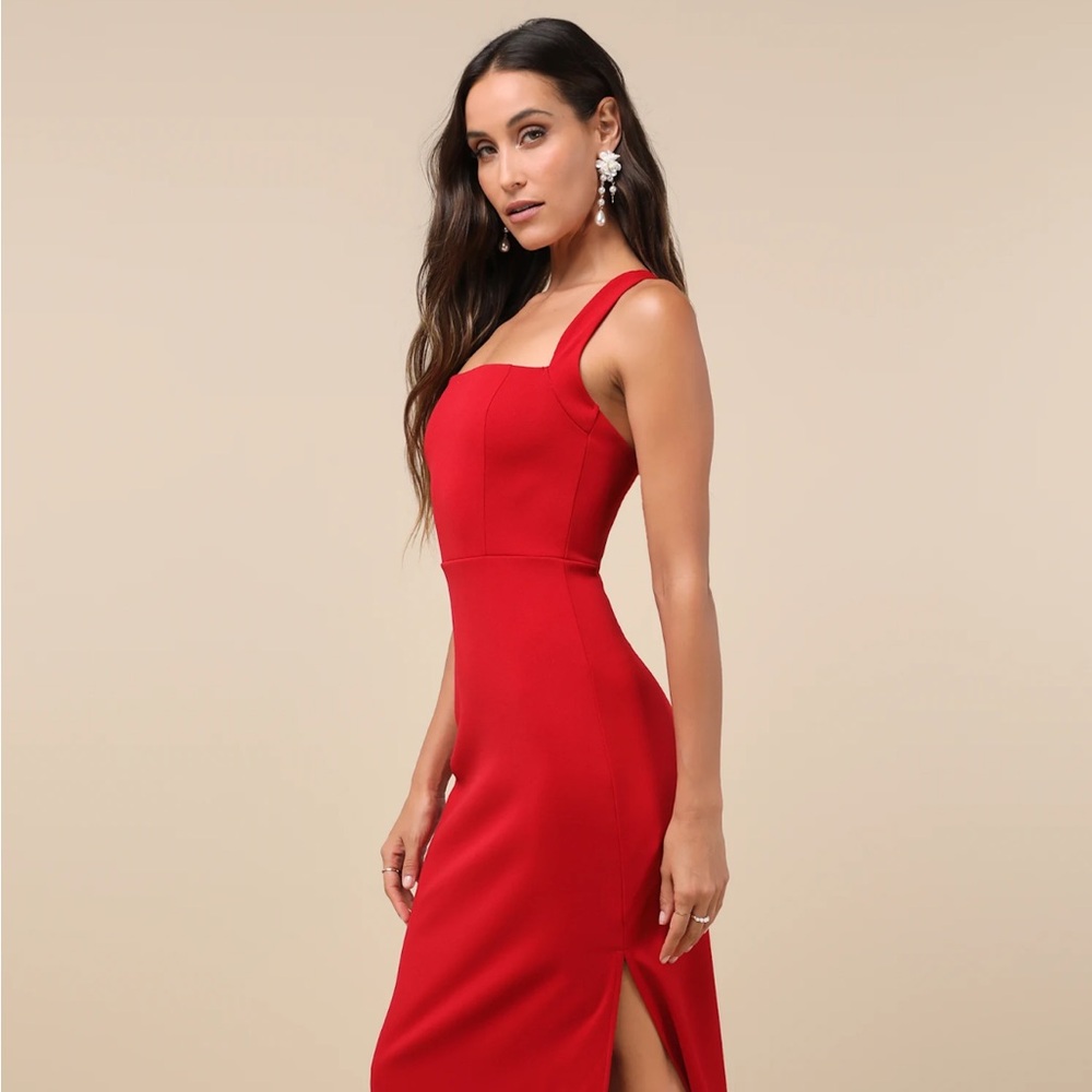 Lulu’s Glamorous Dedication Dark Red Sleeveless Column Maxi Dress size Medium